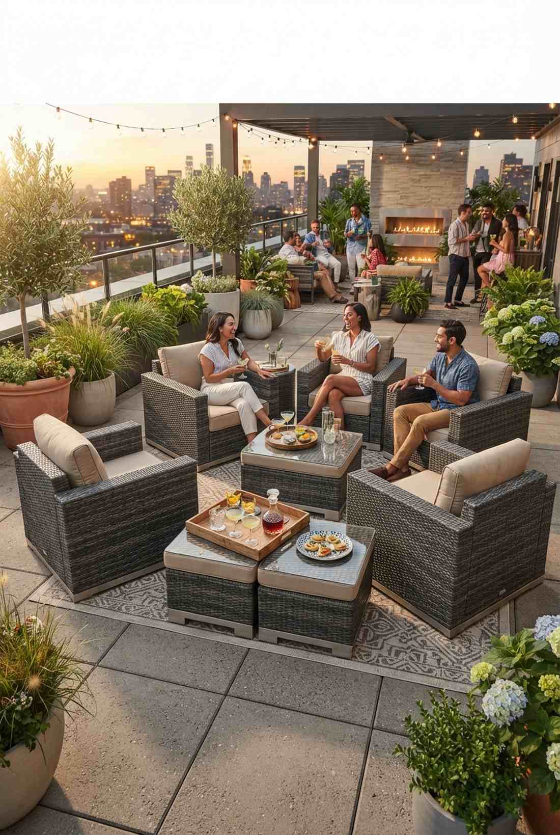 double ottoman conversation cluster