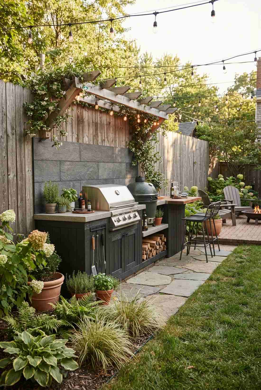 fence backed grill bar