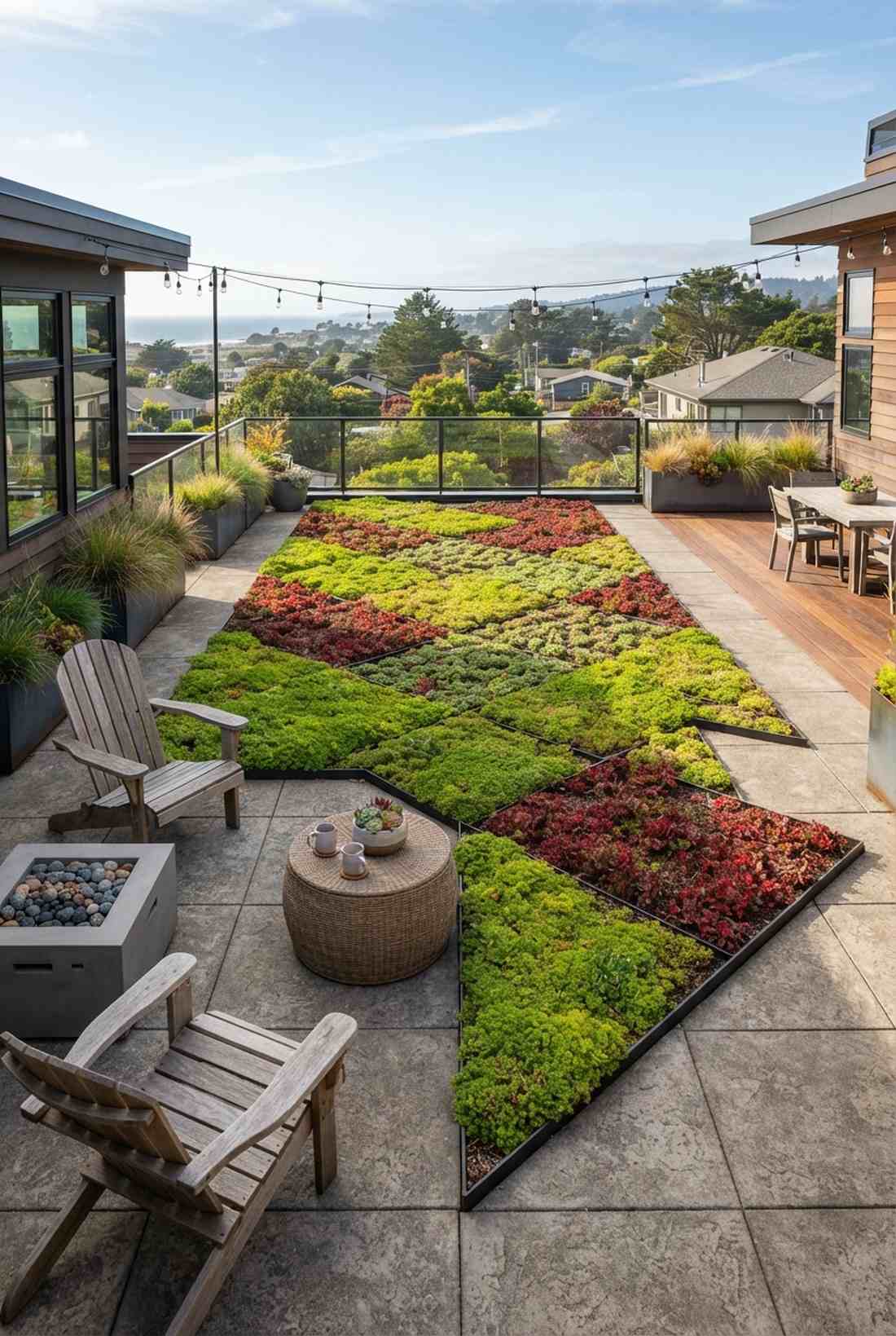 geometric sedum carpet beds