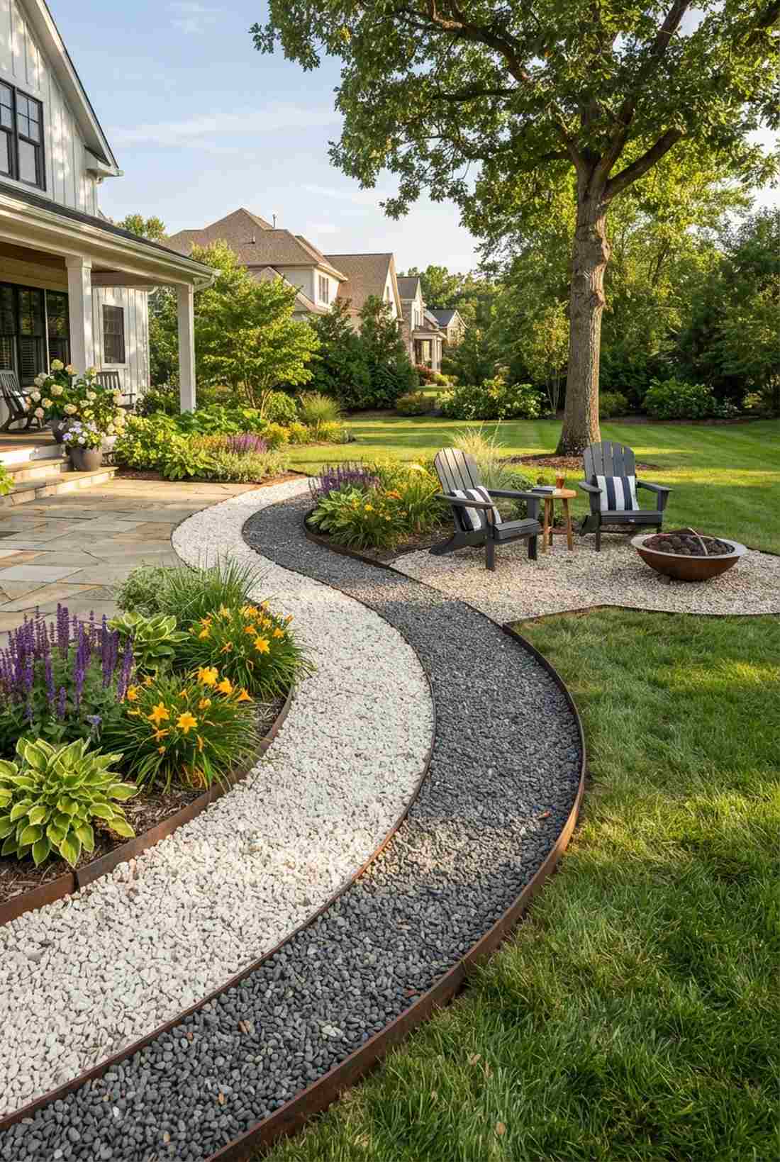 gravel pathways in contrasting tones