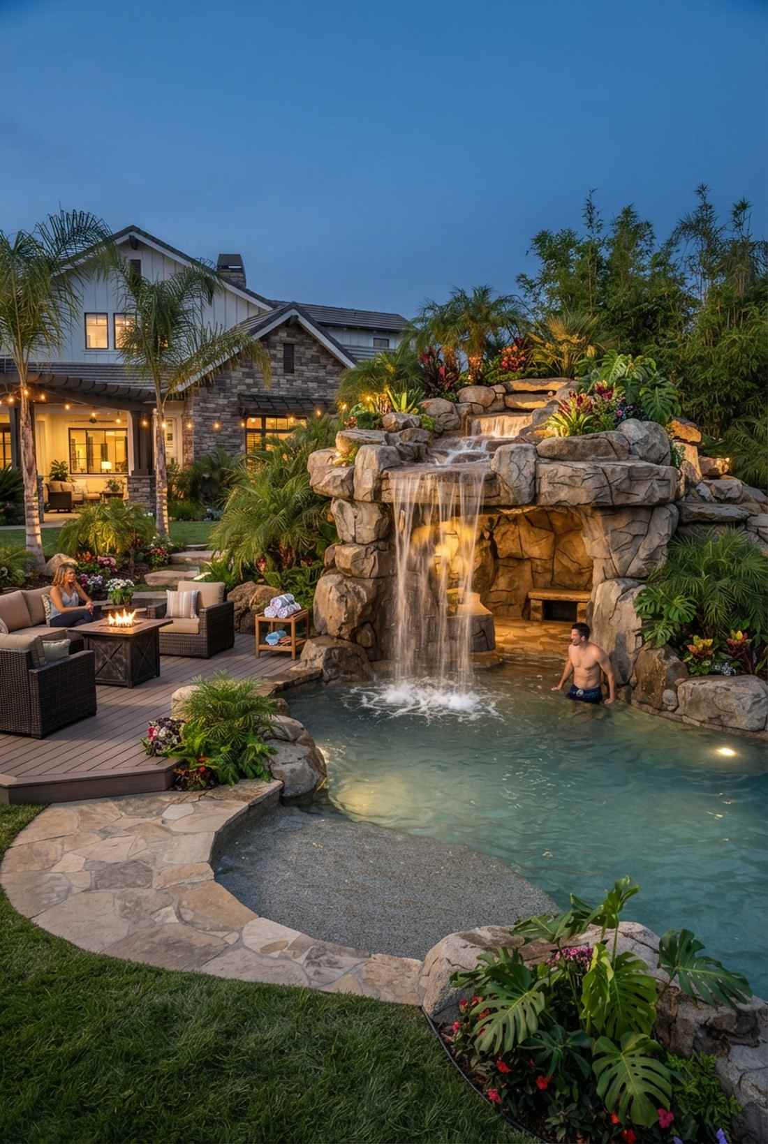 grotto waterfall with hidden cave