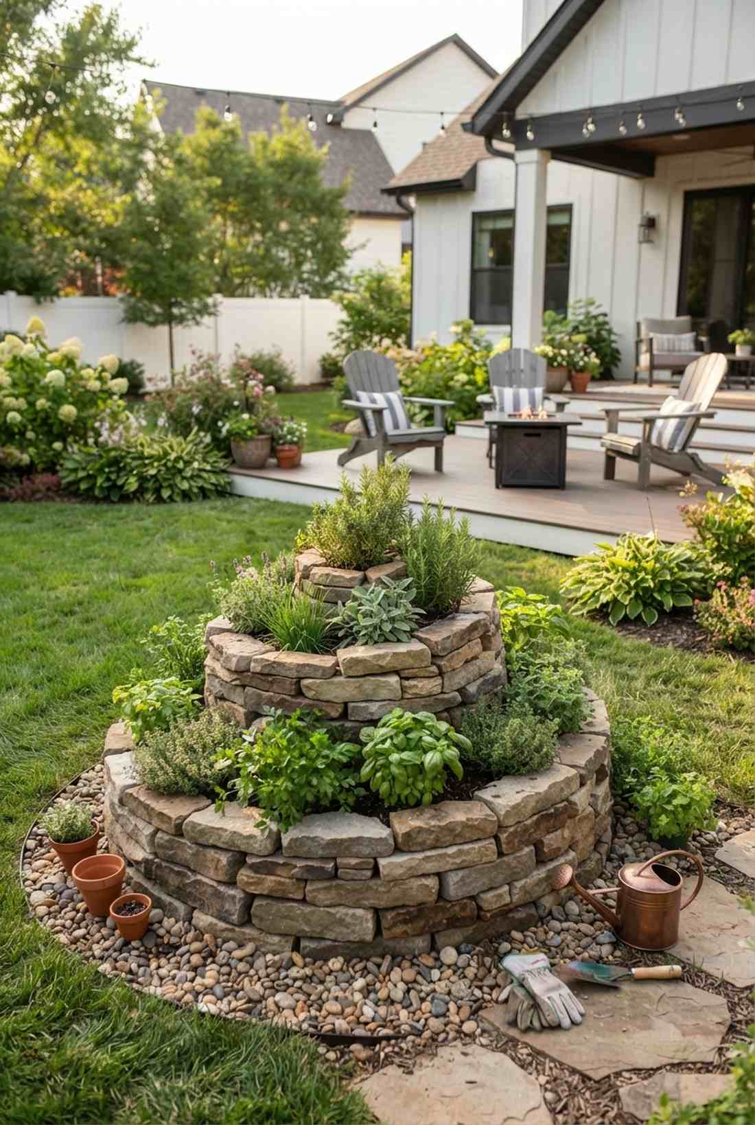 herb spiral vertical planting