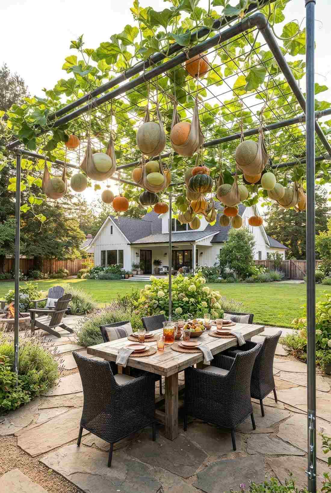 horizontal overhead trellis for heavy fruits