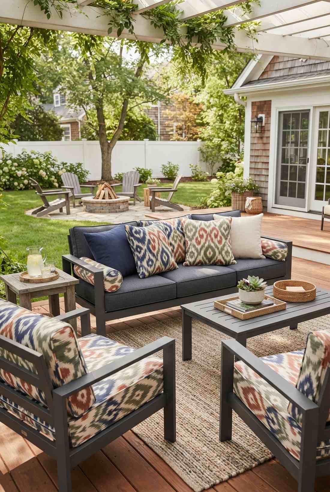 ikat pattern outdoor cushions