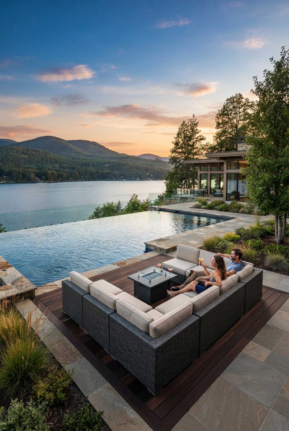 infinity edge pool with viewing deck