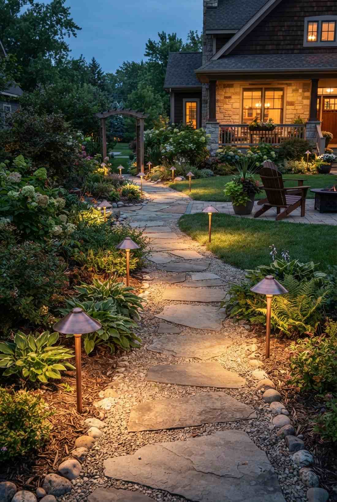 mushroom cap pathway lights