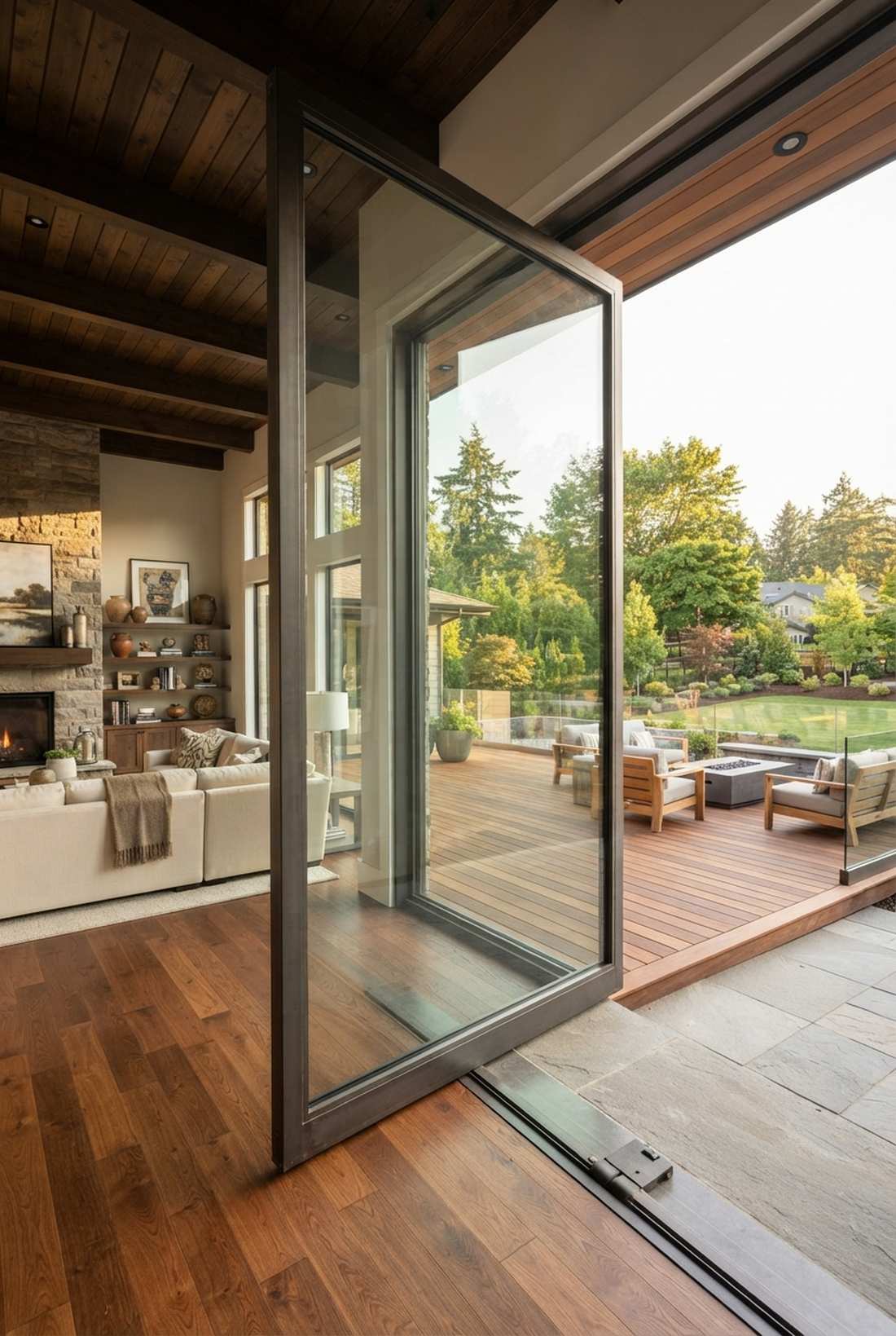 pivoting glass doors