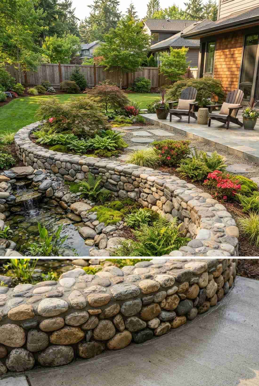 river rock accent wall