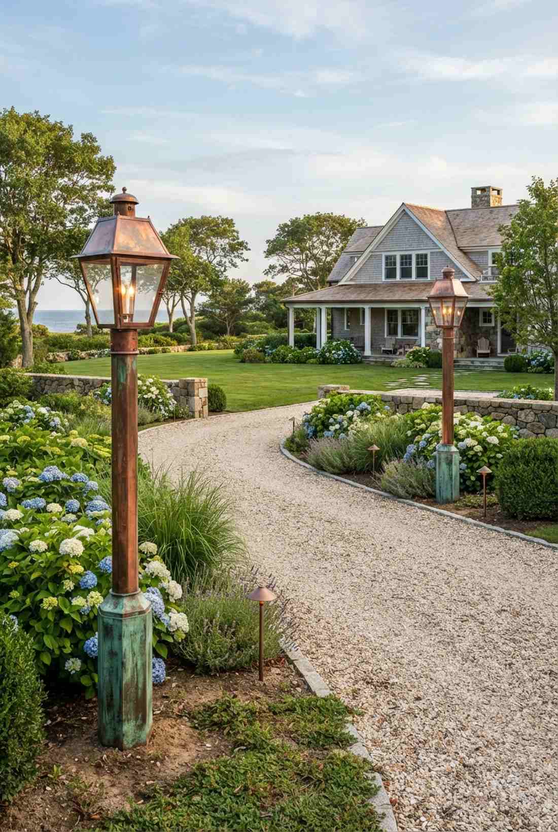 rustic copper lantern posts