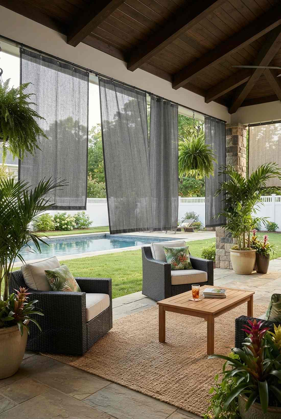 textilene mesh weave curtains