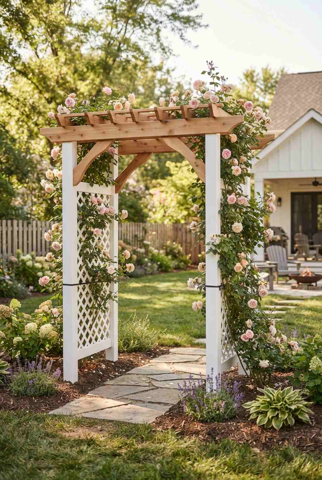 trellis integrated rose archway