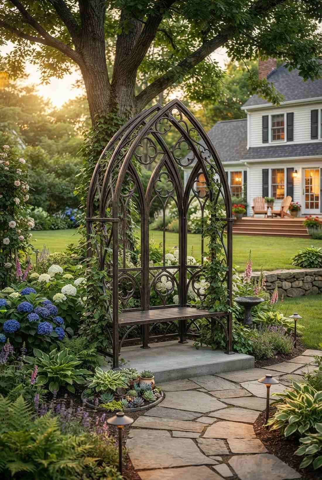 triple arch memorial bench