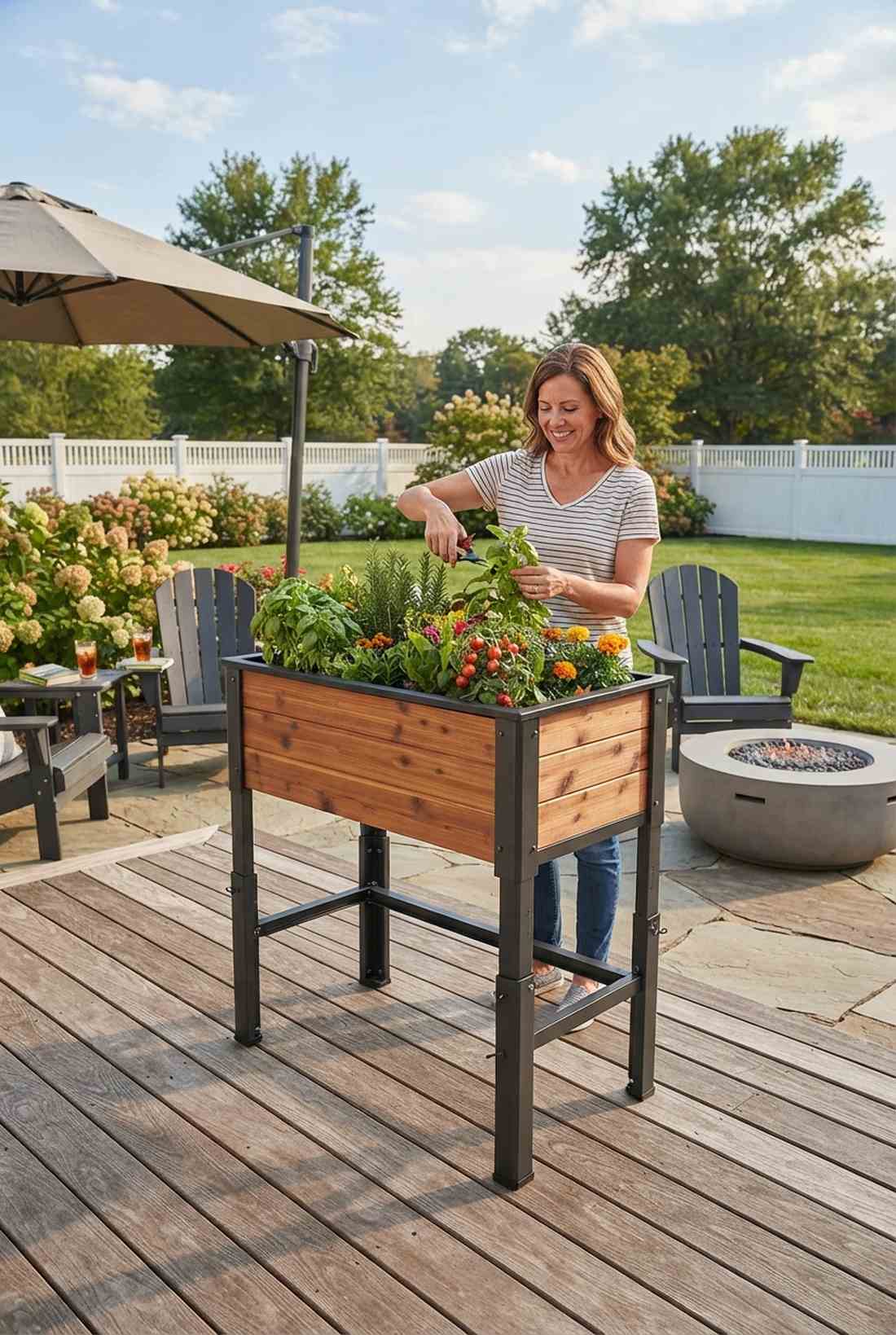 adjustable height standing planter