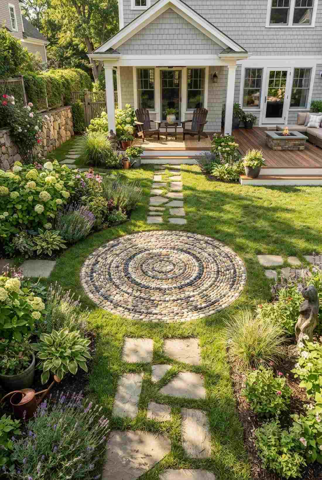 concentric circle beach pebble medallion