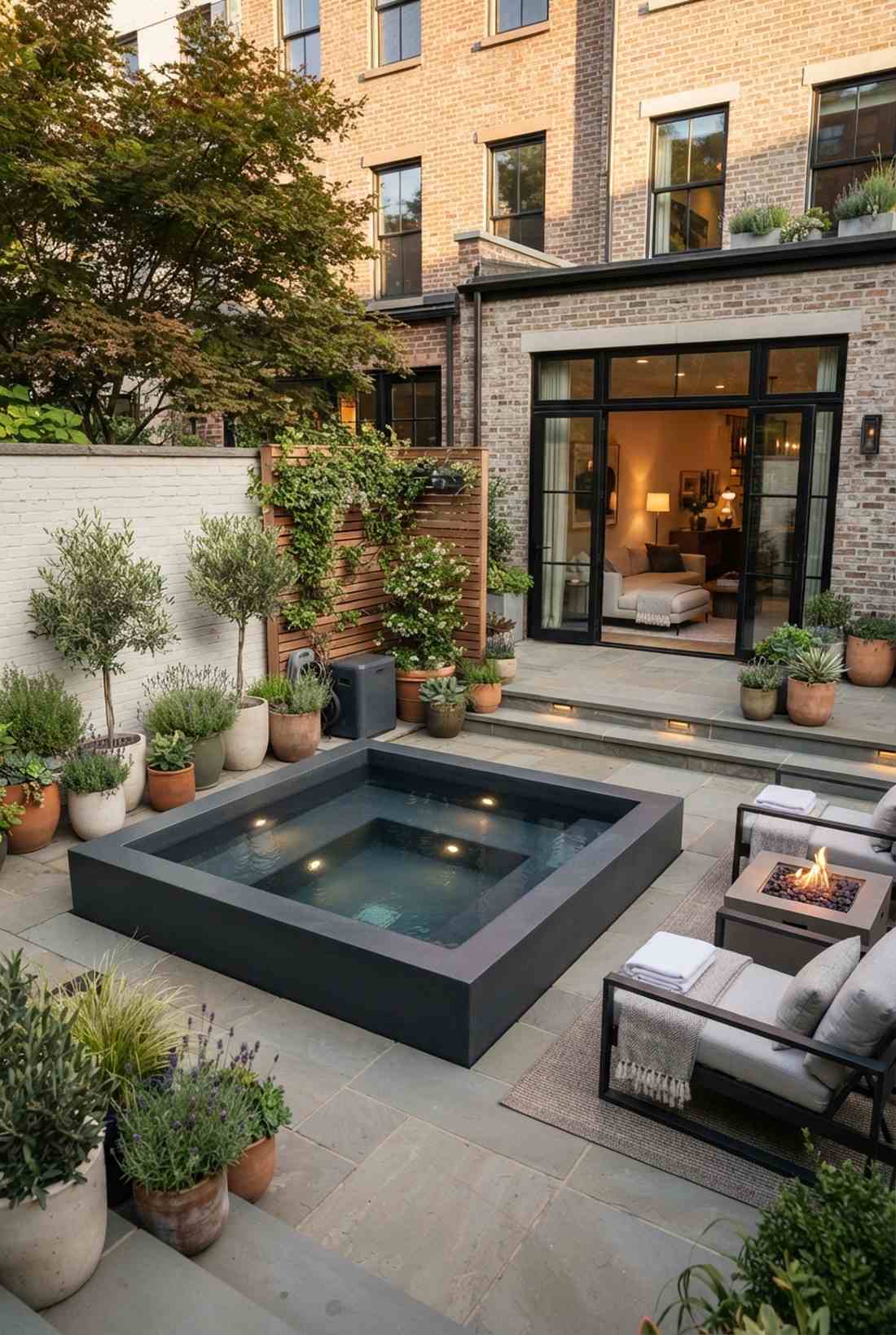 fiberglass cube pool for urban patios