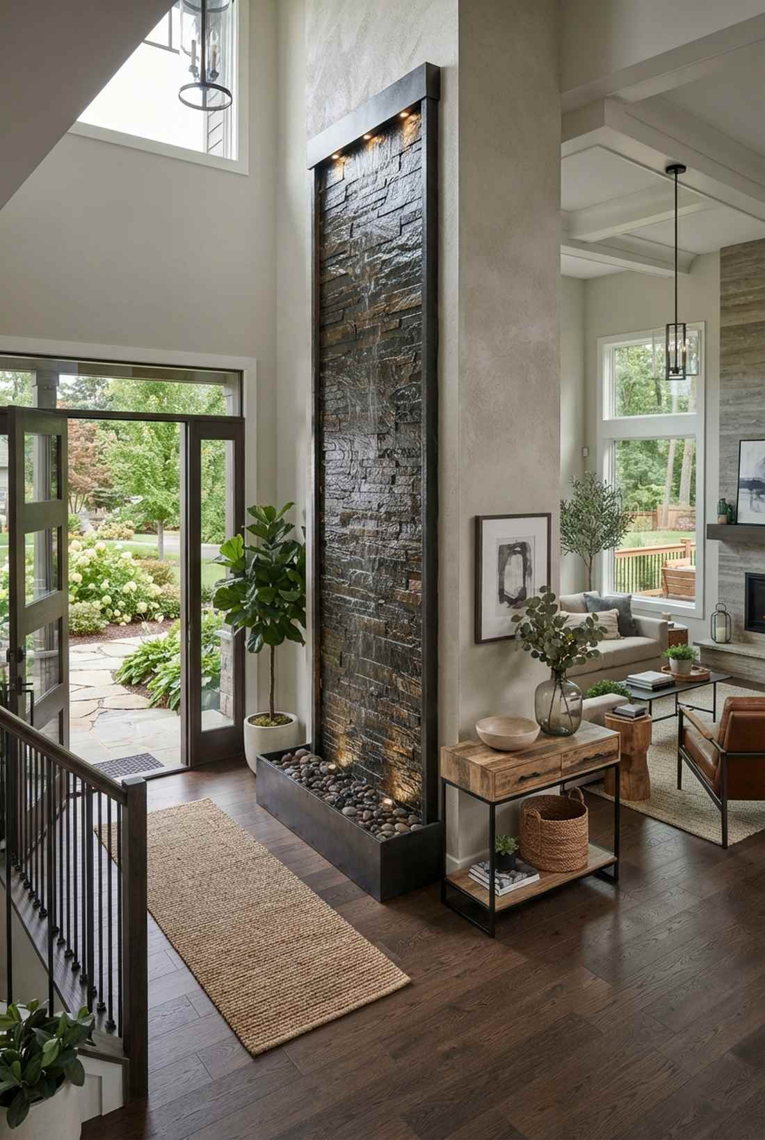 flat panel cascade with slate surface