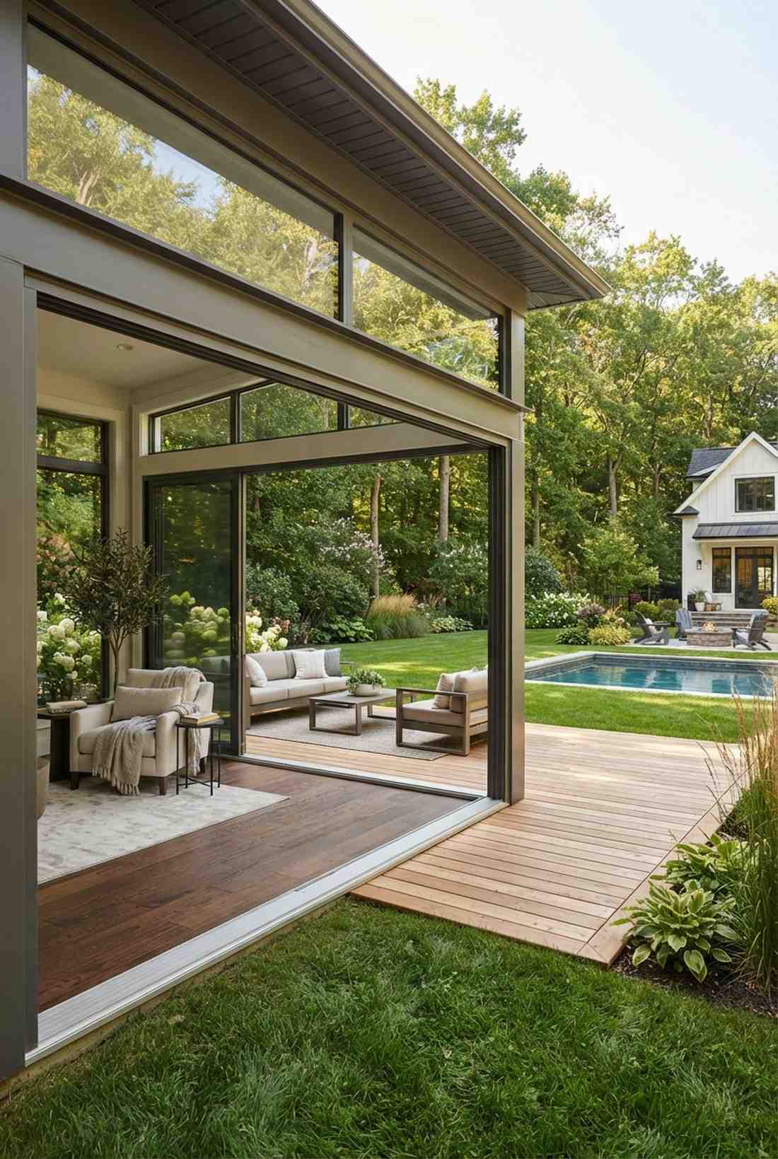 full height sliding glass wall studio