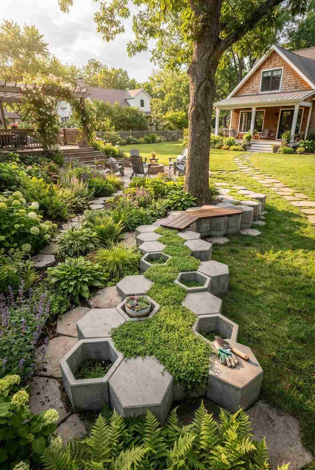 hexagonal paver bench system