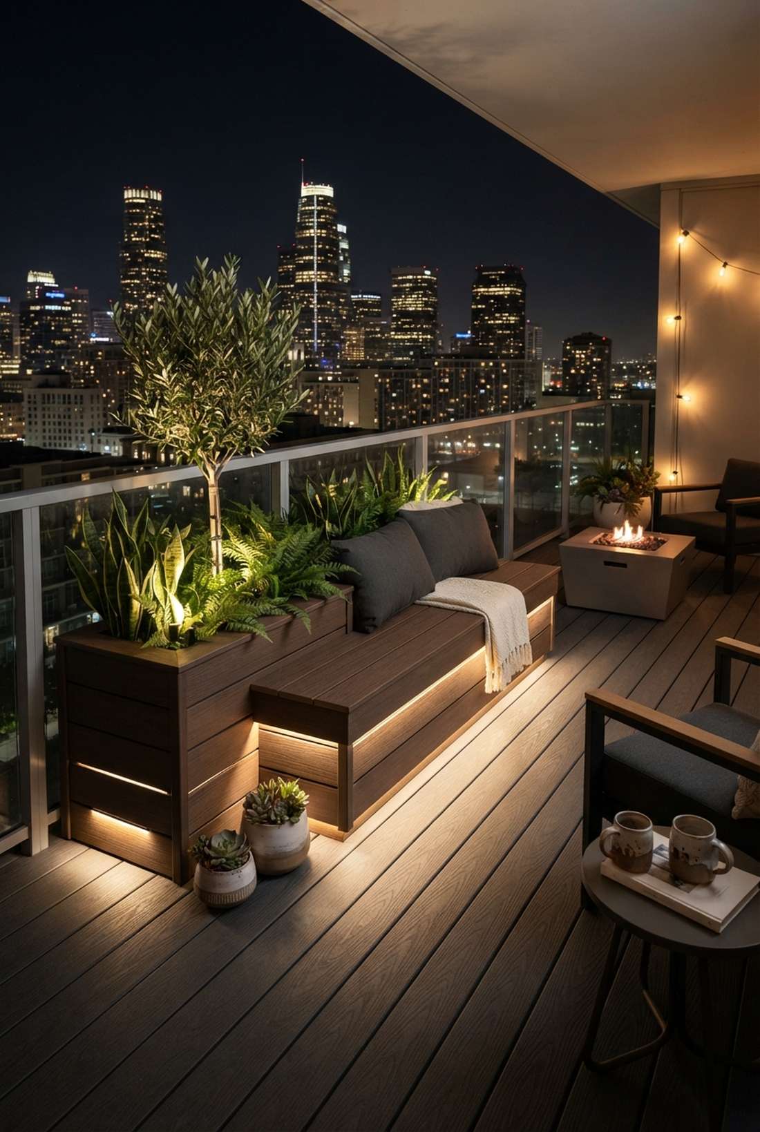 illuminated planter bench combo