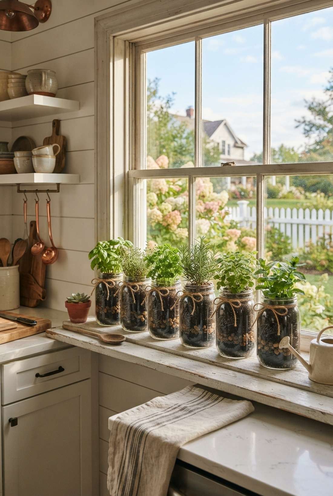 mason jar windowsill garden