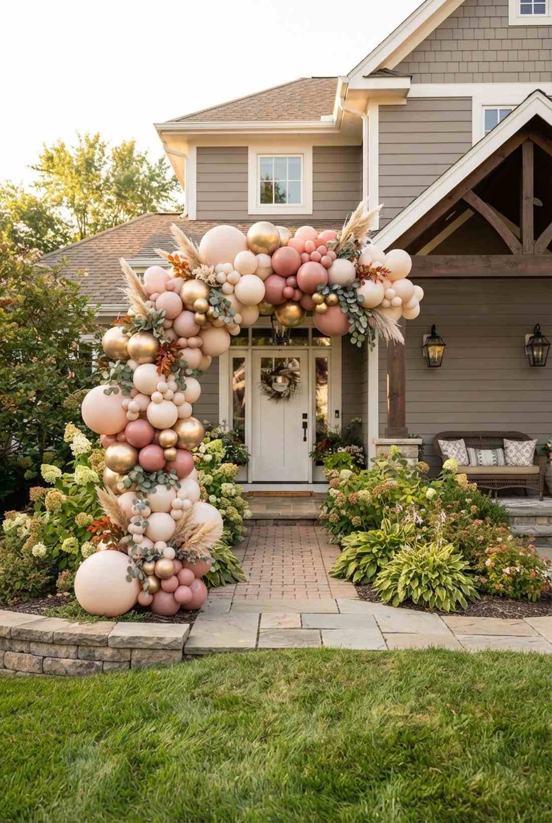 organic balloon garland entrance