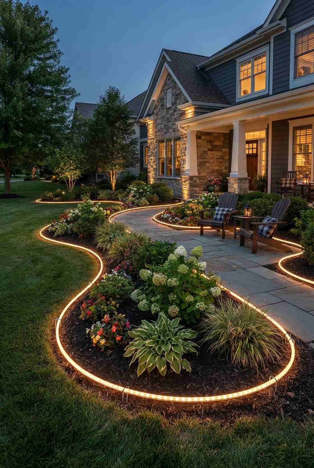 rope light edging for continuous borders