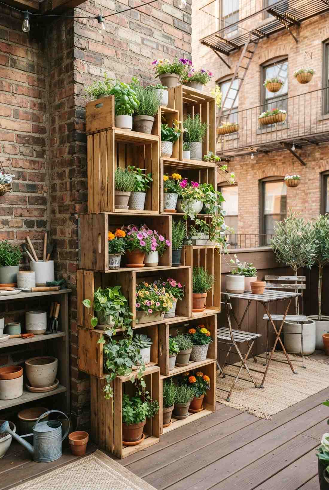 stacked crate plant tower