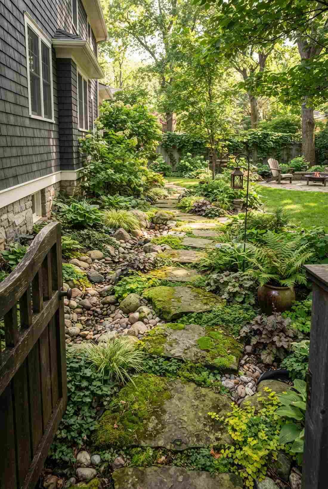 stream with moss covered stepping stones