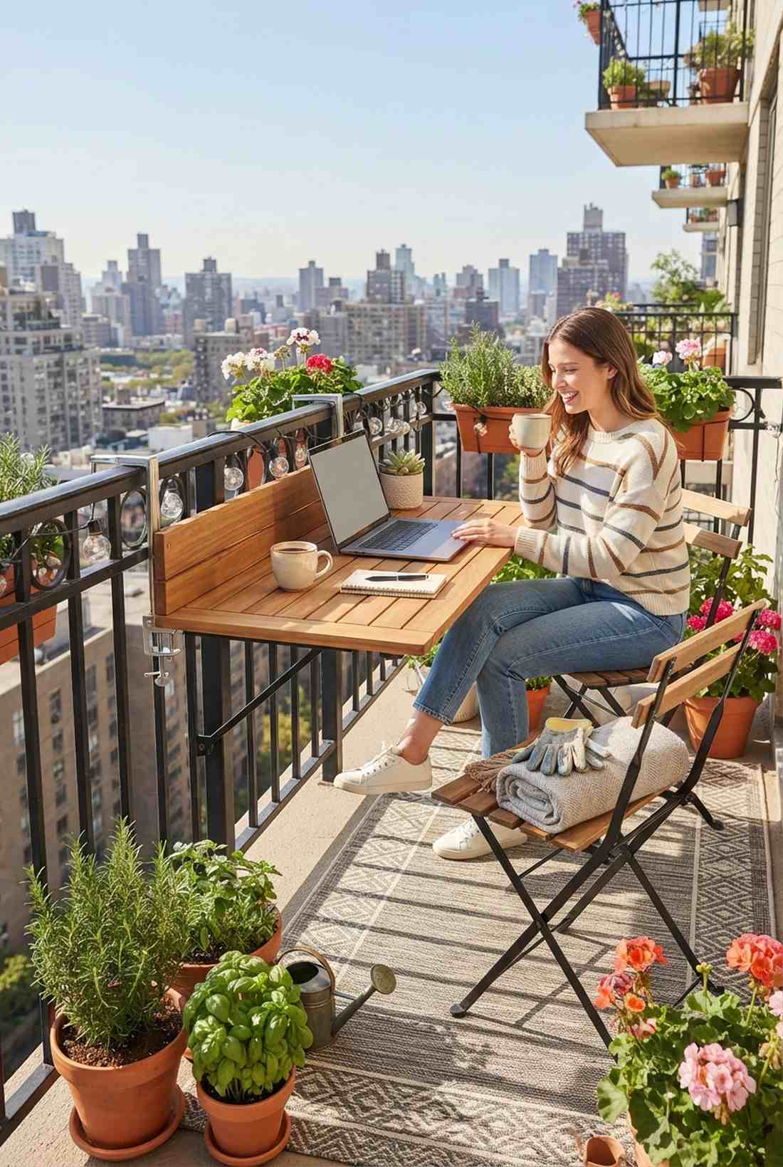 three piece balcony rail table set