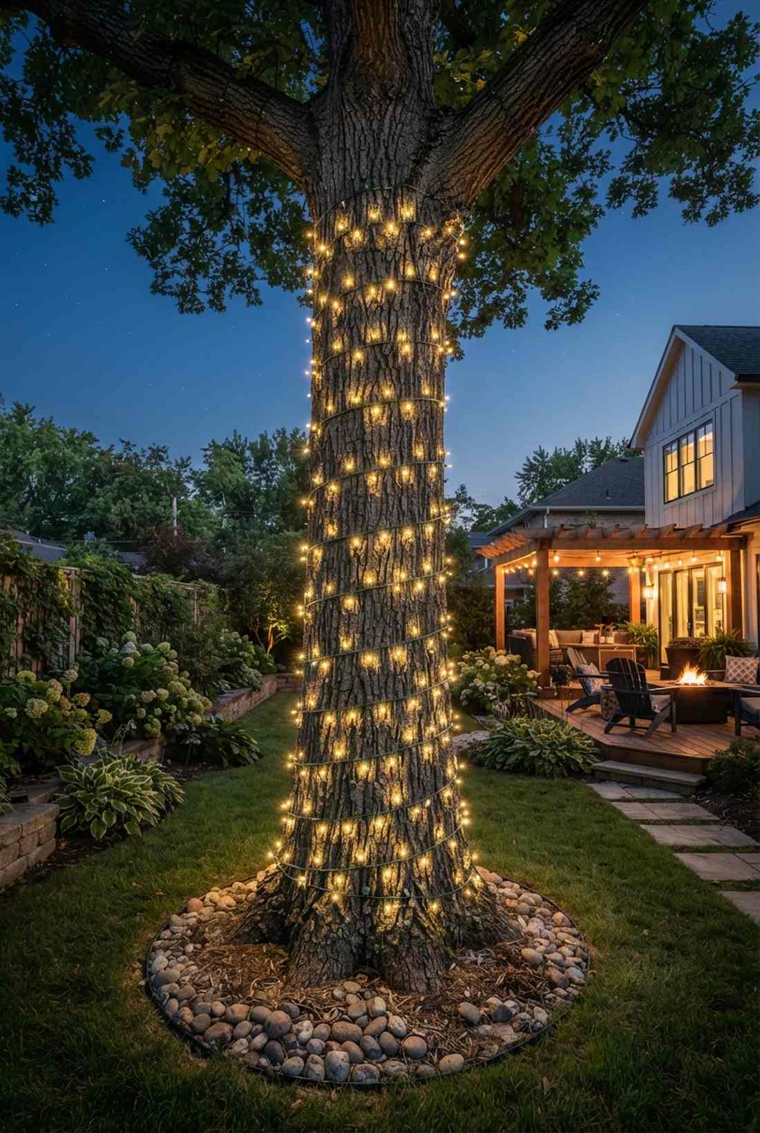 trunk wrapped pillar lighting