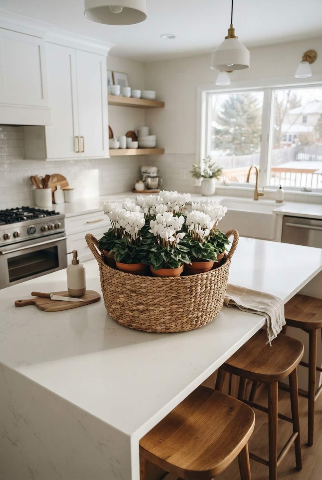 white cyclamen cluster