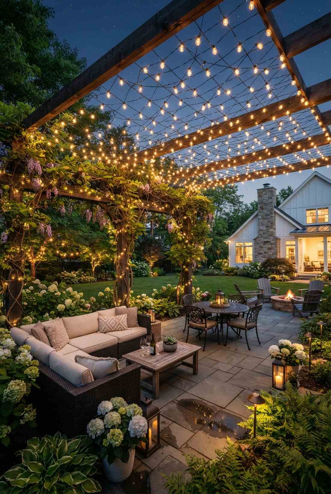 woven bistro light canopy