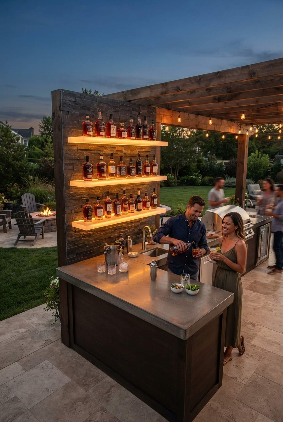 backlit bar shelving