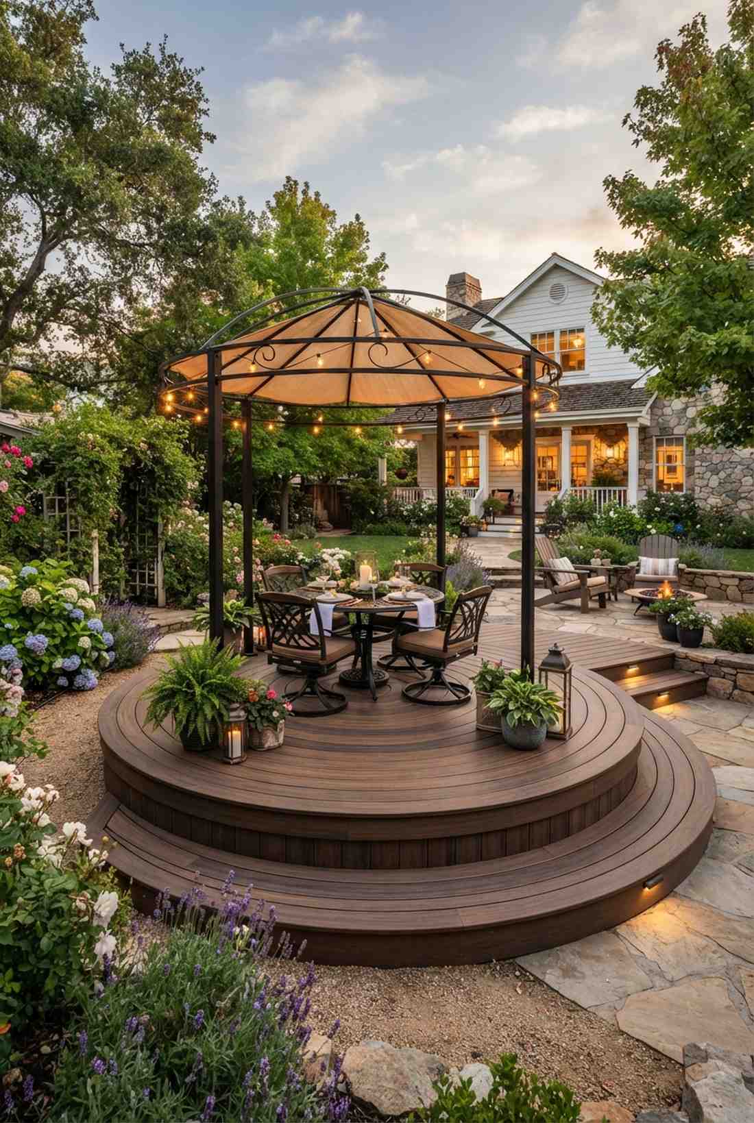 circular gazebo tiered deck