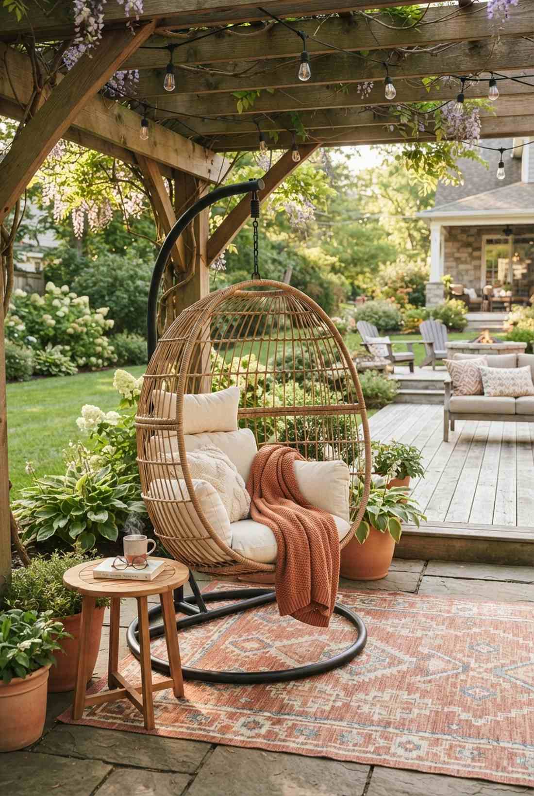 curved rattan cocoon chair