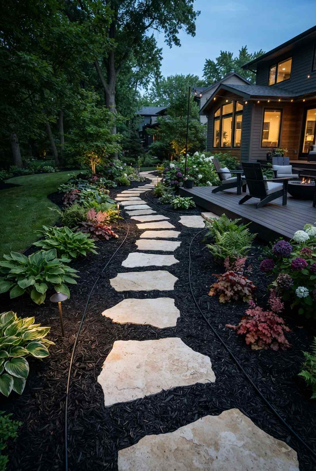 dark mulch contrast