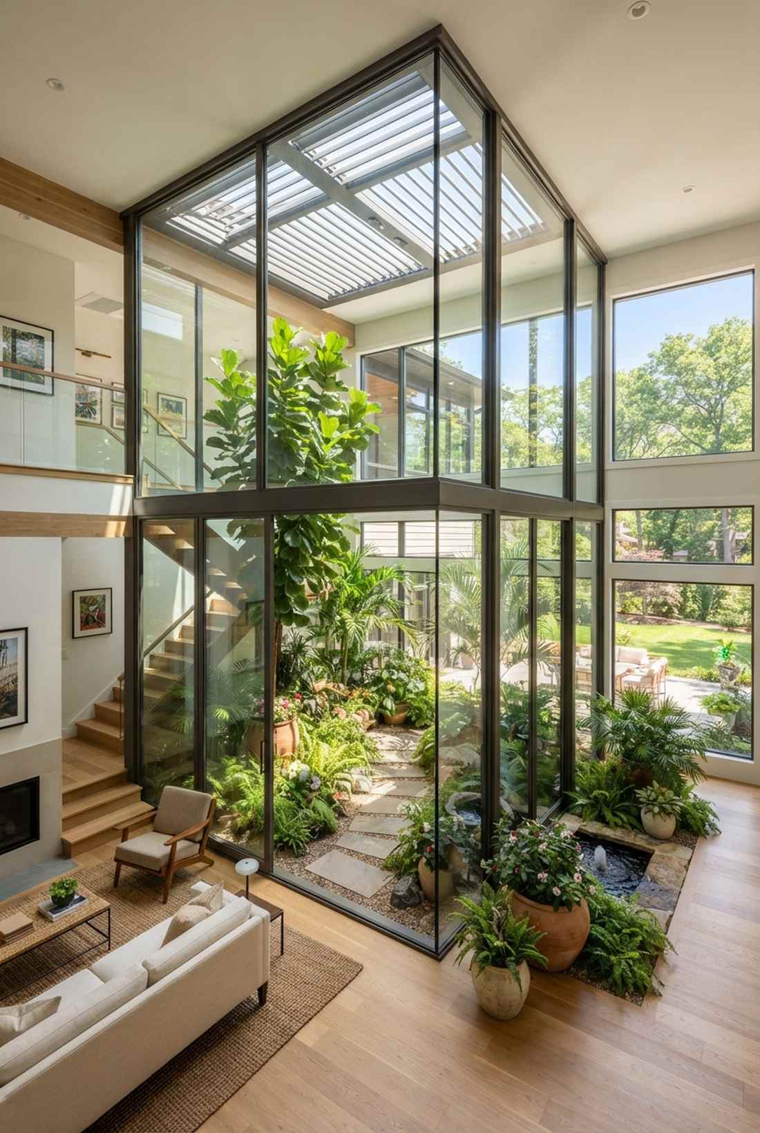 double height glass atriums