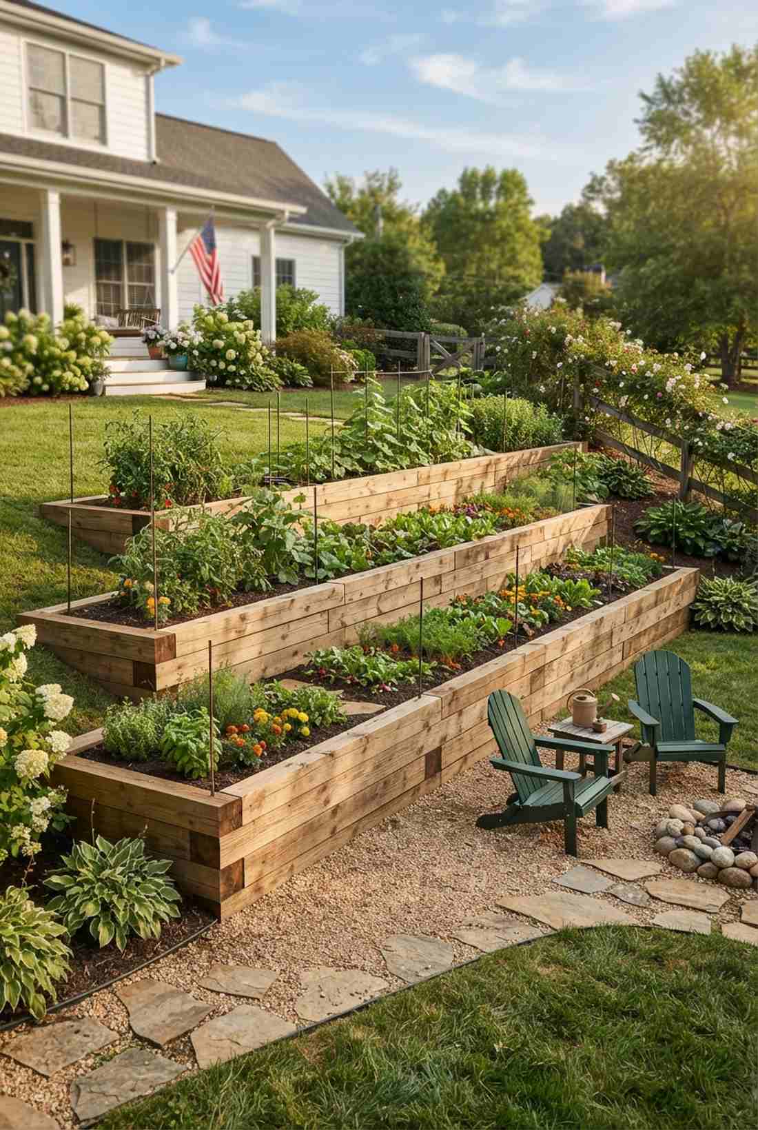 horizontal timber sleeper terrace