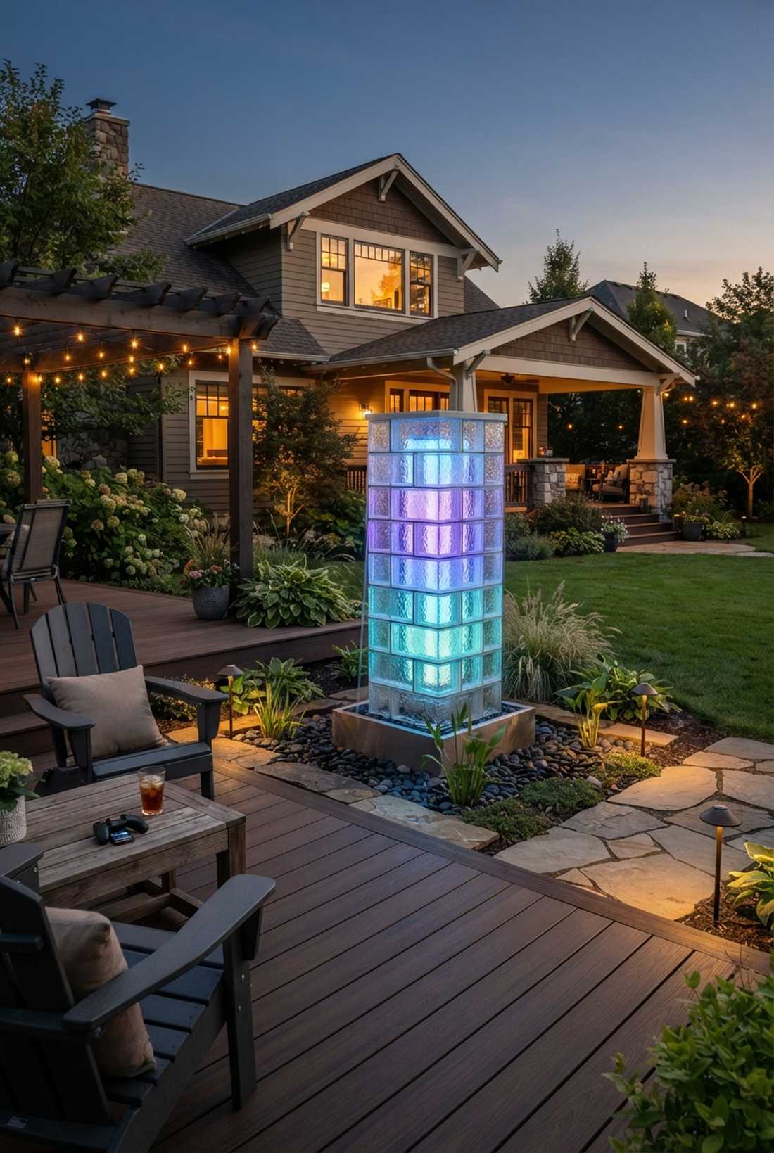 illuminated glass block fountain