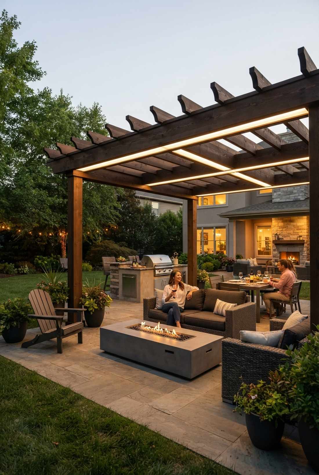 integrated led strip lighting pergola