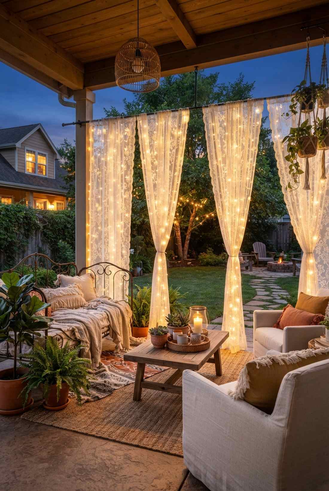 lace curtain backdrop lights