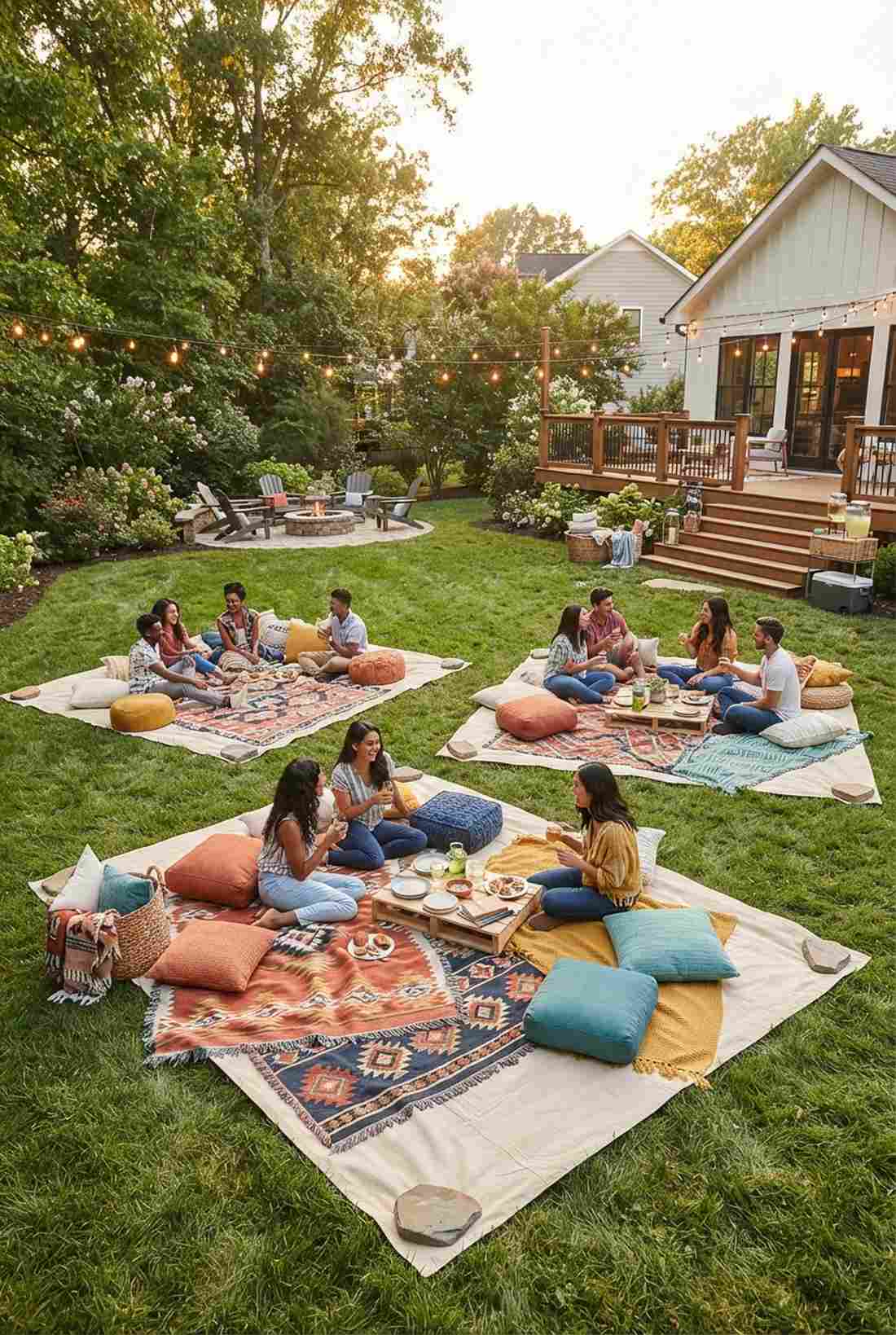 picnic blanket seating clusters