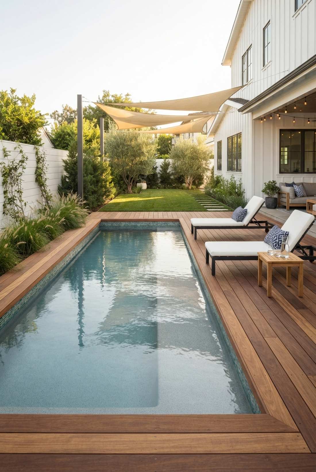 rectangular plunge pool with bench ledge