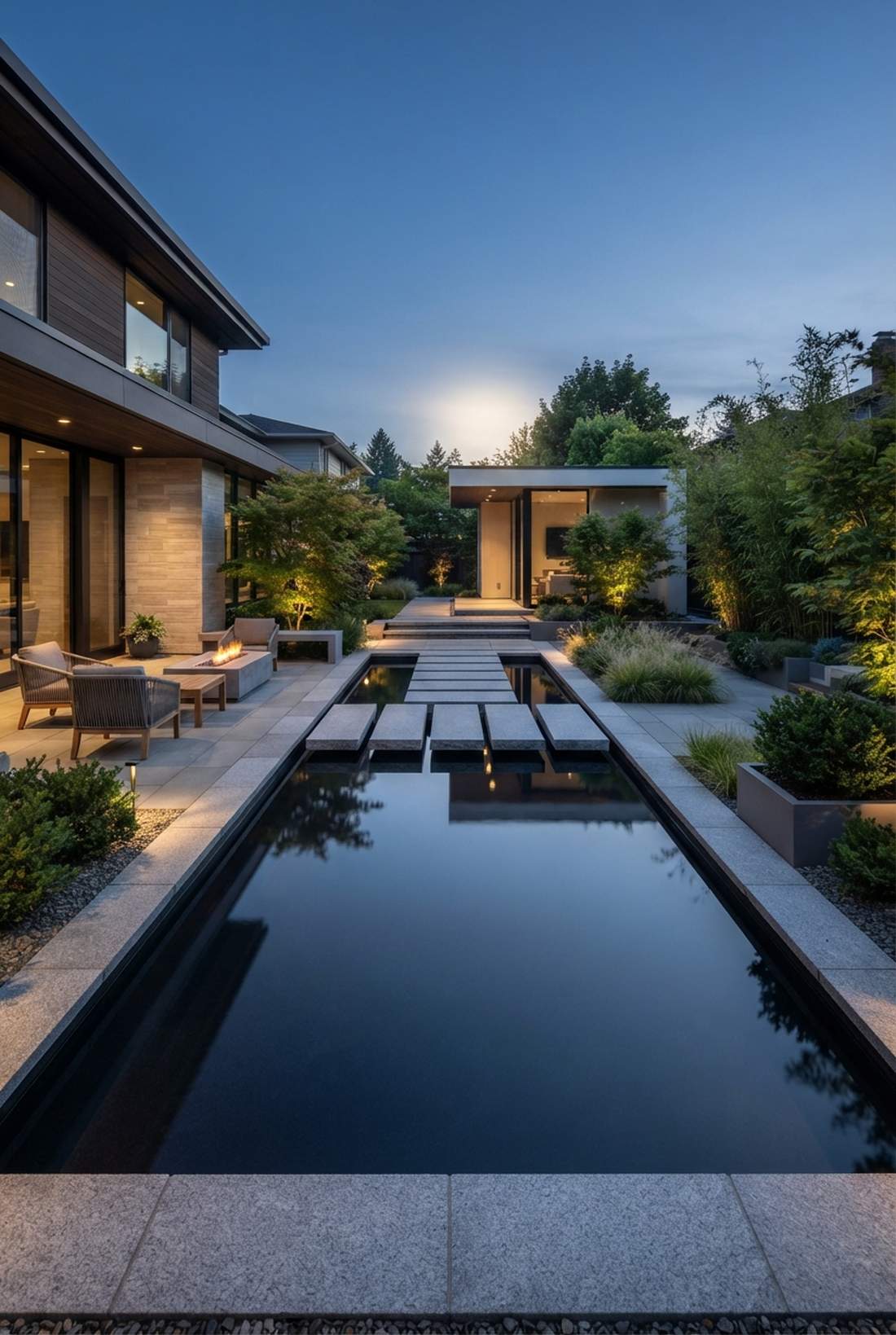reflecting pool with floating steps