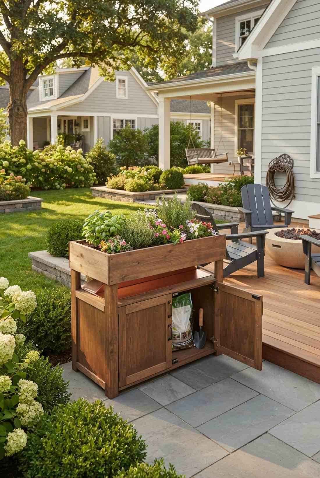 standing bed with storage cabinet