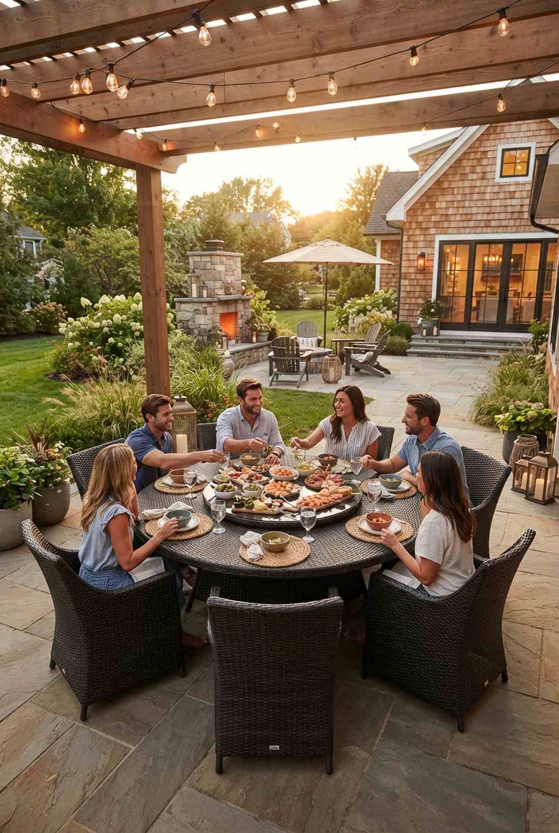 synthetic rattan round with lazy susan