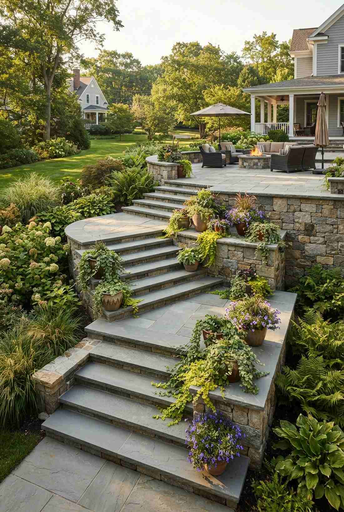 tiered landing steps