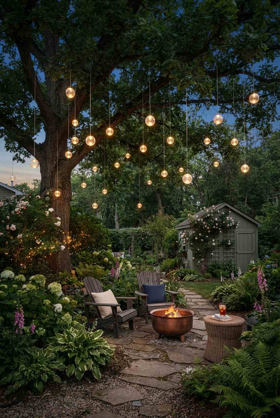 tree branch suspended orbs