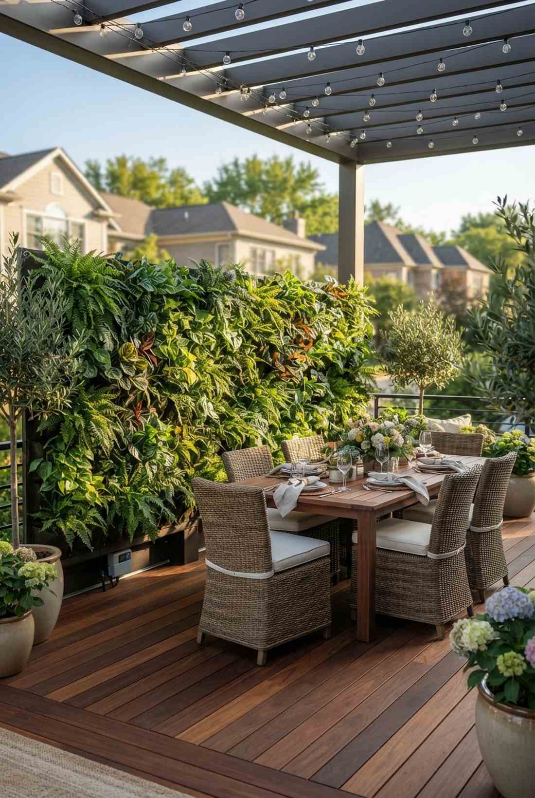 vertical green walls as living privacy screens