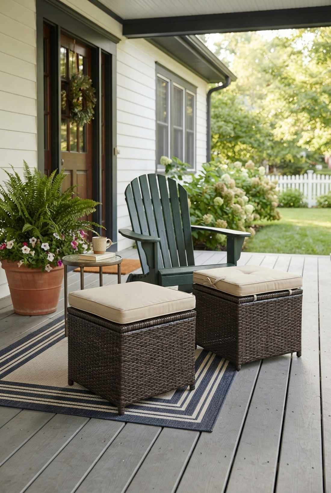 wicker cube ottomans